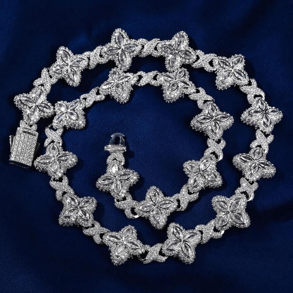 Iced Out Clover Flower Chain 20inch